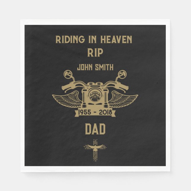 Serviette En Papier En mémoire Motorbike Rider Biker funérailles (Devant)