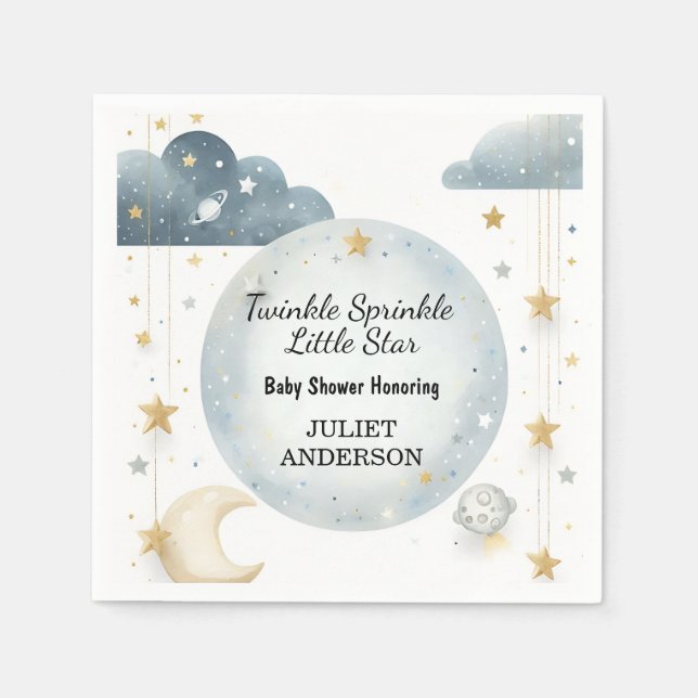 Serviette En Papier En Parties scintillant Twinkle Twinkle Little Star (Devant)