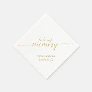 Serviette En Papier En Souvenir Mémorial élégant en écriture dorée N