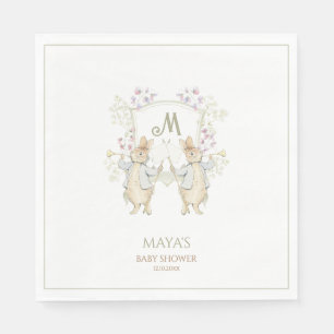 Serviette En Papier en vichy Genre Peter le Baby shower lapin jumeaux