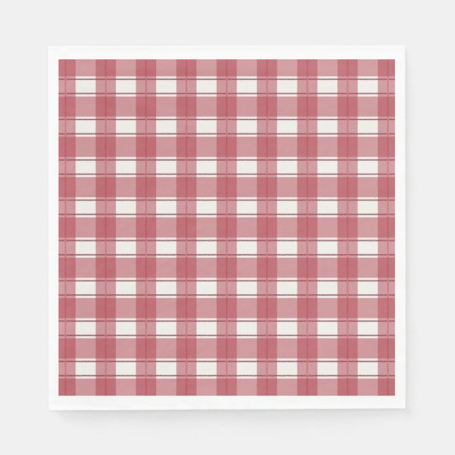 Serviette En Papier En vichy rouge intemporel (Devant)