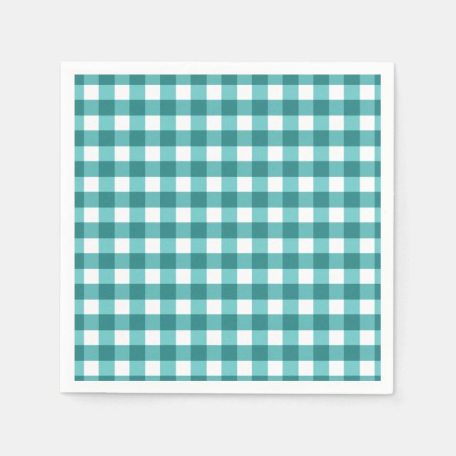 Serviette En Papier en vichy turquoise (Devant)
