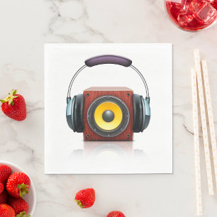 Serviette En Papier Enceinte en bois moderne avec musique au casque