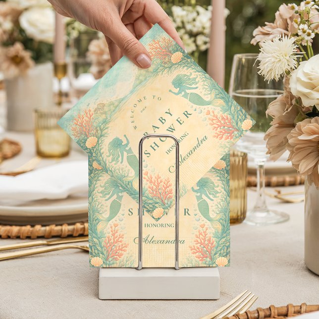 Serviette En Papier Enchanted Mermaid Lagoon Baby Shower (Créateur téléchargé)