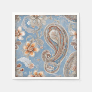 Serviette En Papier Enchanter Paisley Peach et Blue