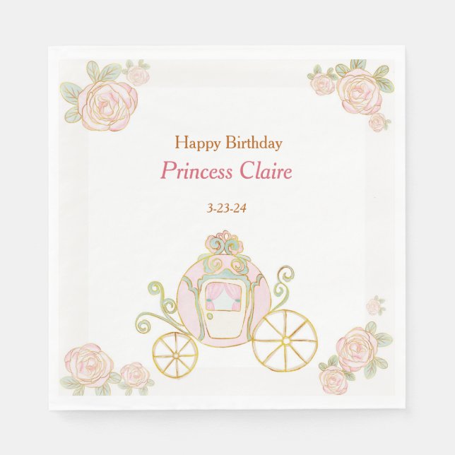 Serviette En Papier Enchanteur Anniversaire Princesse Standard Déjeune (Devant)