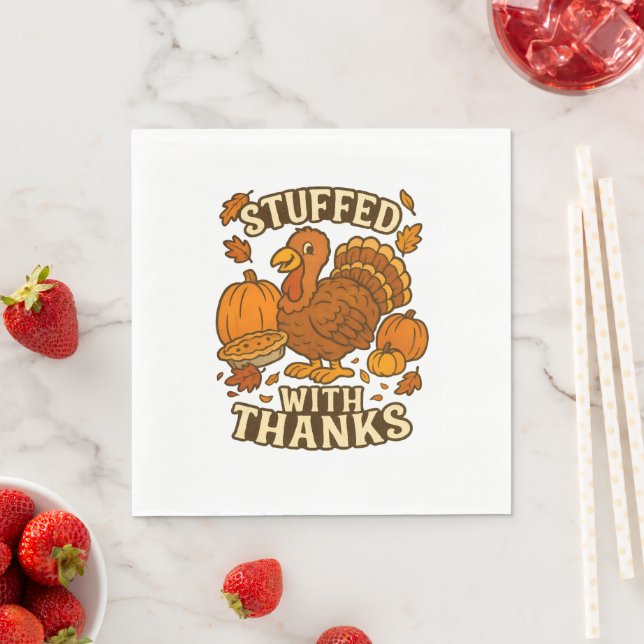 Serviette En Papier Encombrée De Merci Thanksgiving (En situation)
