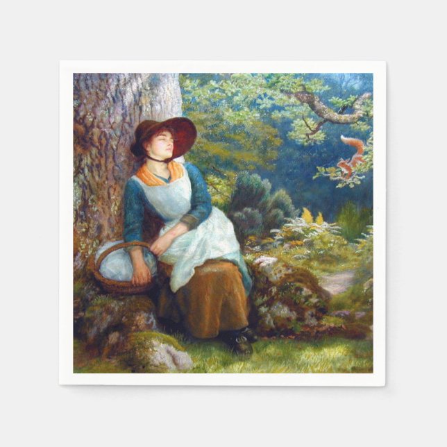Serviette En Papier Endormie dans les bois (par Arthur Hughes) (Devant)
