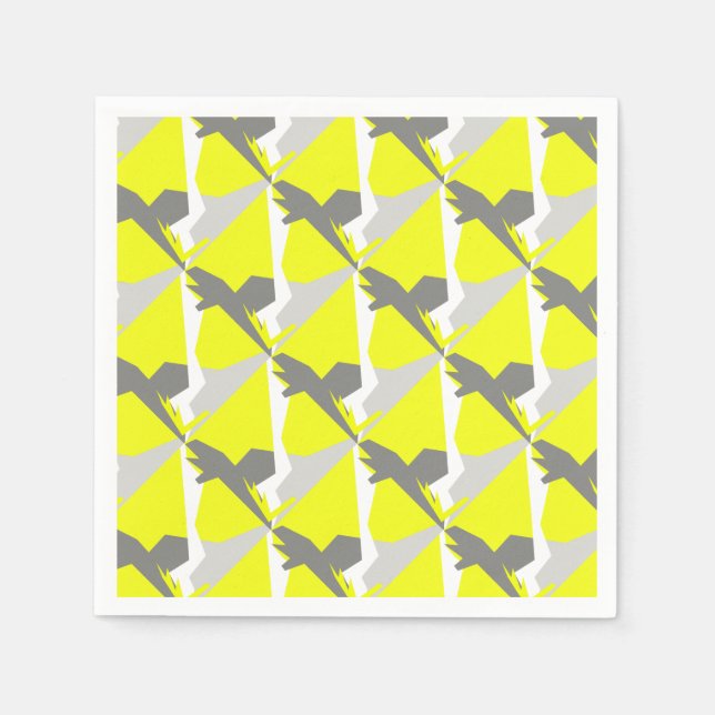 Serviette En Papier Énergie d'art abstrait jaune gris (Devant)