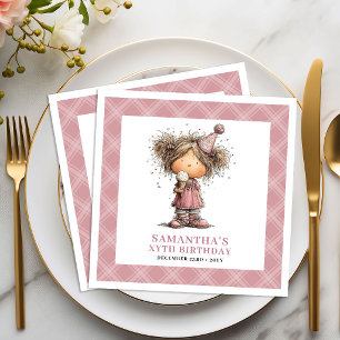 Serviette En Papier Enfant 1er Anniversaire Drôle Fantaisiste Fille Ro