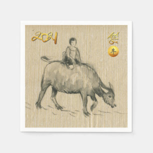 Serviette En Papier Enfant de buffle d'eau chinois Ox Année 2021 PN