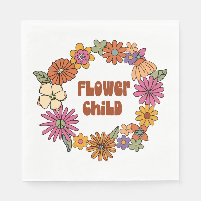 Serviette En Papier Enfant Fleur (Devant)