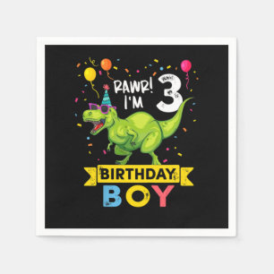 Serviette En Papier Enfants 3 ans Chemise 3e anniversaire Garçon T Rex