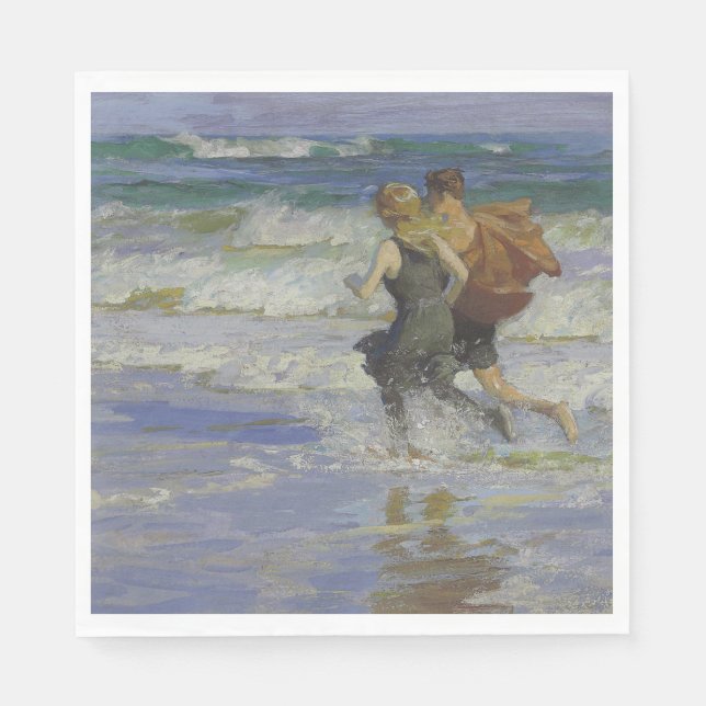 Serviette En Papier Enfants à la plage (par Edward Henry Potthast) (Devant)