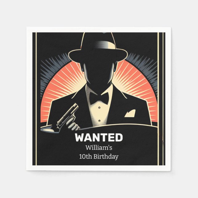 Serviette En Papier Enfants adultes 90s garçon Retro Mafia 10e anniver (Devant)