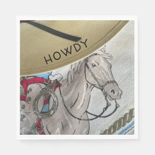 Serviette En Papier Enfants cowboy thème monter un cheval poney