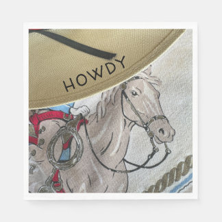 Serviette En Papier Enfants cowboy thème monter un cheval poney