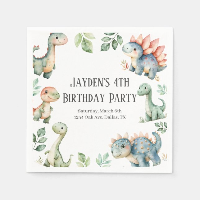 Serviette En Papier Enfants Cute Dinosaur Thème Anniversaire (Devant)