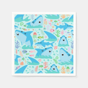 Serviette En Papier Enfants D'Anniversaire Du Requin En Mer