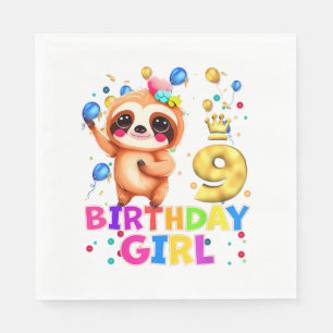 Serviette En Papier Enfants de paresseux T-S fête d'anniversaire de 9