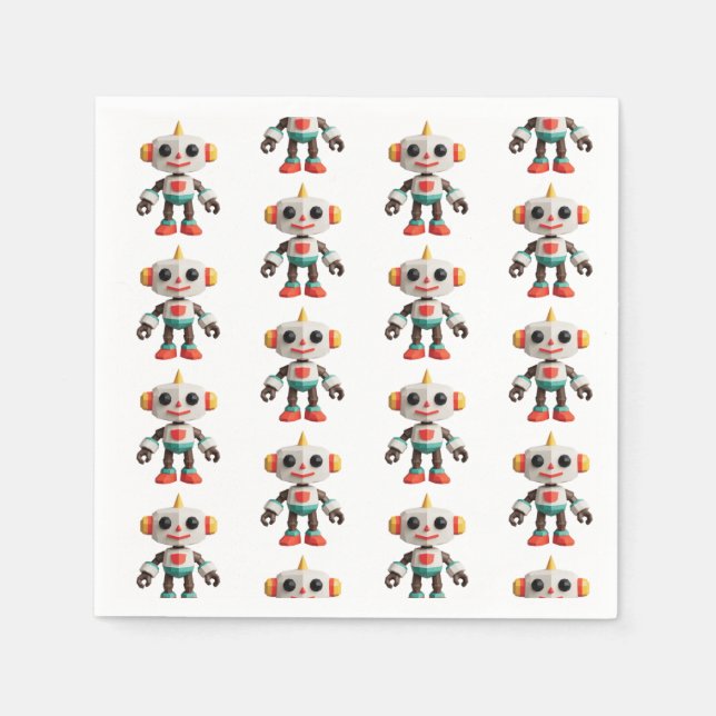 Serviette En Papier Enfants de robot personnalisables (Devant)