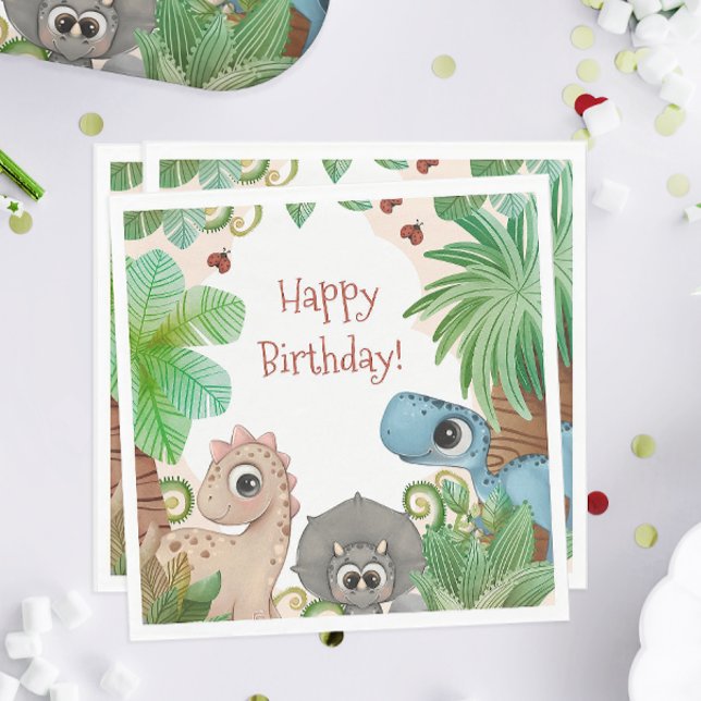 Serviette En Papier Enfants Dinosaur Anniversaire (Dinosaur Birthday Party Napkins)