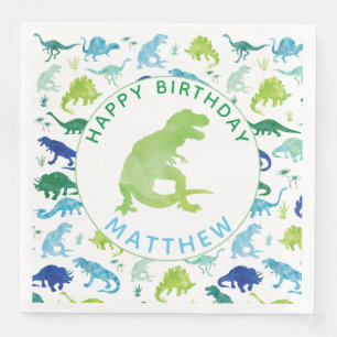 Serviette En Papier Enfants Dinosaur fête d'anniversaire Motif Green D