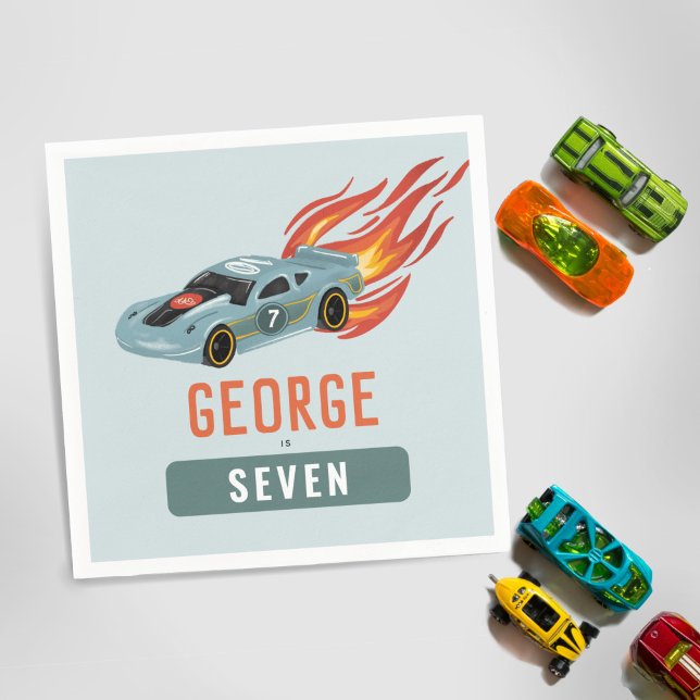 Serviette En Papier Enfants Hot Blue Racing Voiture Garçons Anniversai (Créateur téléchargé)