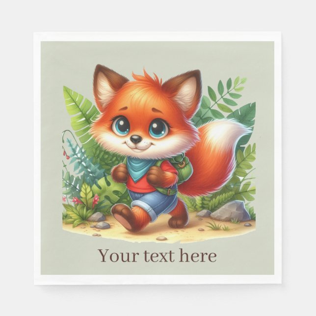 Serviette En Papier Enfants mignons Camping & Randonnée fox party (Devant)