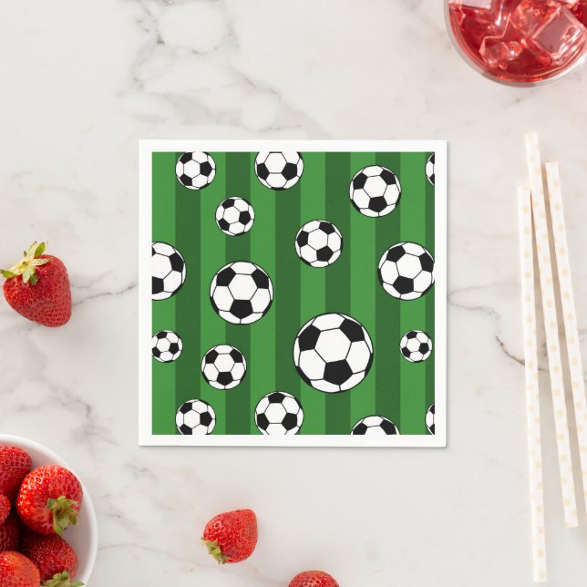 Serviette En Papier Enfants Motif de balle de football sur les rayures (En situation)