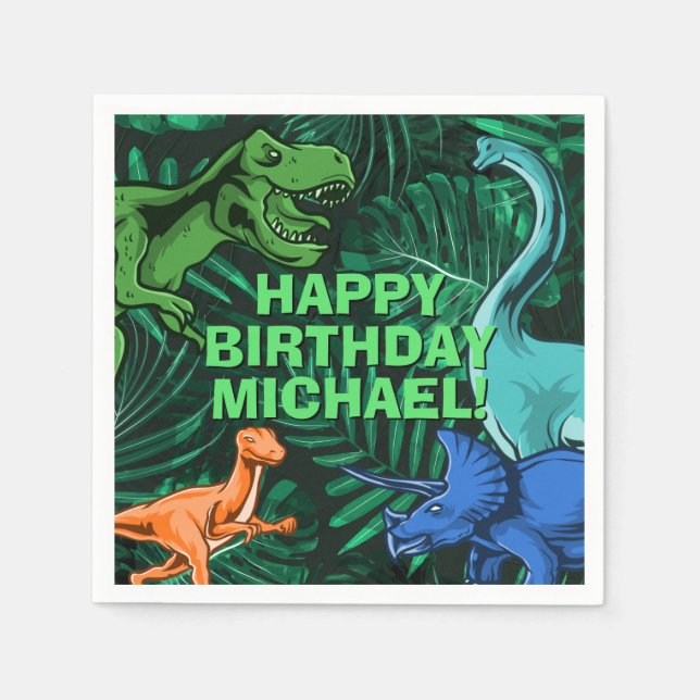 Serviette En Papier Enfants Personnalisés Jurassic Dino Dinosaur Anniv (Devant)