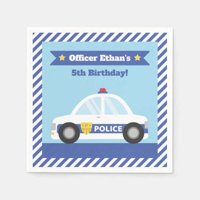 Serviette En Papier Enfants Police Anniversaire Fournitures de fête (Devant)