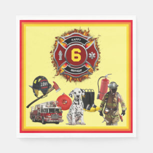 Serviette En Papier Enfants Pompiers personnalisés Anniversaire