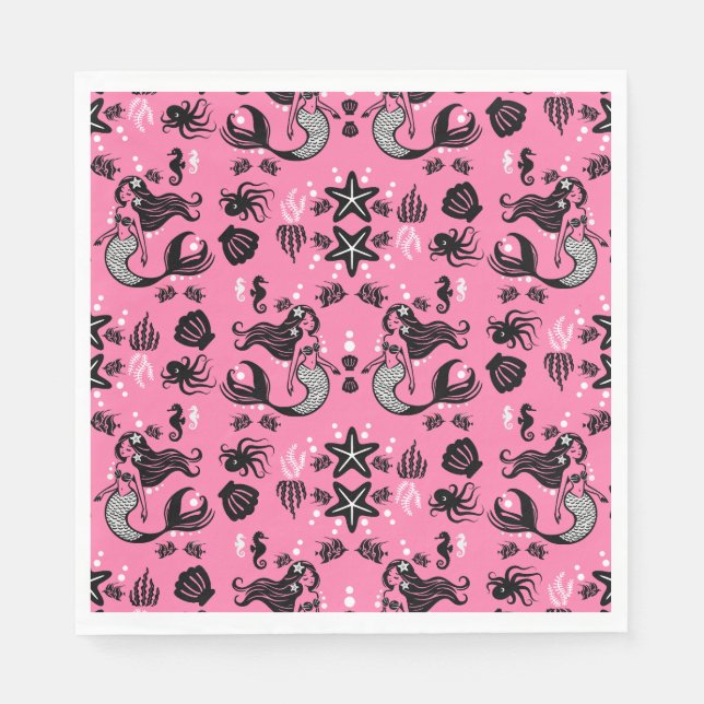 Serviette En Papier Enfants Sirènes rose (Devant)
