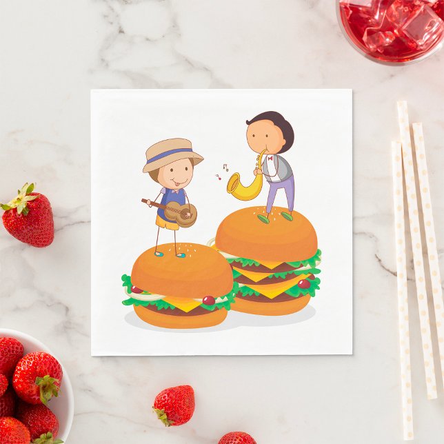 Serviette En Papier Enfants Sur Burgers Aliments Serviettes (Créateur téléchargé)