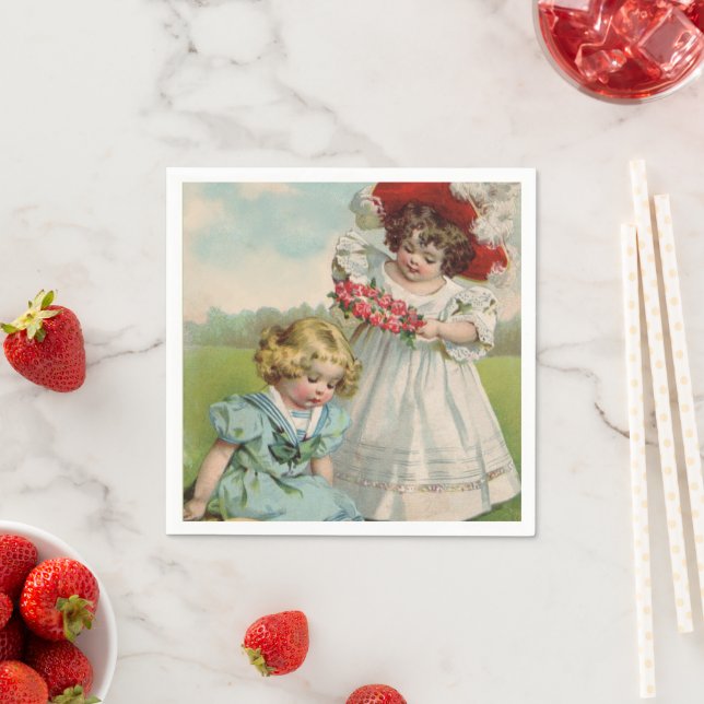 Serviette En Papier Enfants victoriens (En situation)