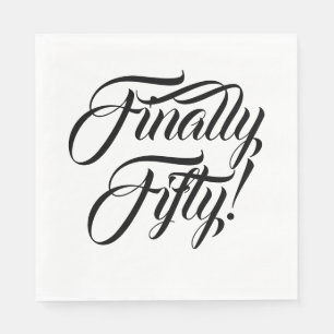 Serviette En Papier Enfin Cinquante Anniversaire Noir Blanc