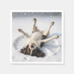 Serviette En Papier English Springer Spaniel faisant un ange de neige