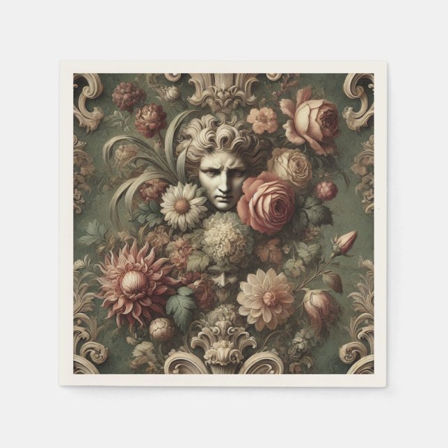 Serviette En Papier Ennui Elegance - Modèle Floral baroque gothique (Devant)