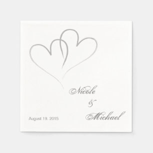 Serviette En Papier Enregistrer la date - Deux coeurs entrelacés