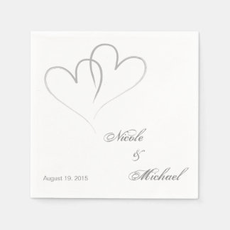 Serviette En Papier Enregistrer la date - Deux coeurs entrelacés