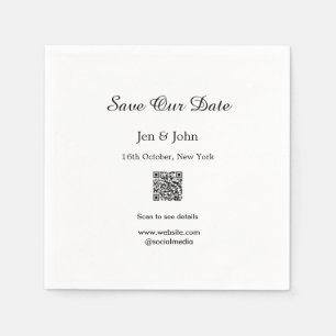 Serviette En Papier Enregistrer notre date Scan QR pour les détails no