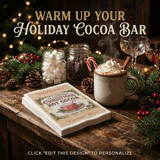 Serviette En Papier enseigne de cacao de Noël à l'ancienne