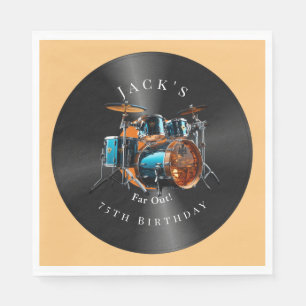 Serviette En Papier Ensemble de batterie disque vinyle rétro pour anni