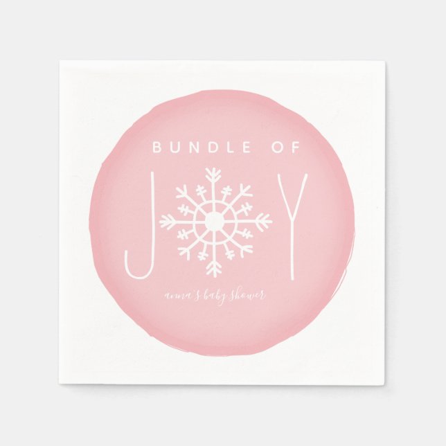 Serviette En Papier Ensemble De Joy Winter Baby shower Rose (Devant)