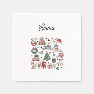 Serviette En Papier Ensemble de Noël Rétro Mignon