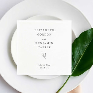 Serviette En Papier Ensemble Élégant minimaliste Merci Mariage