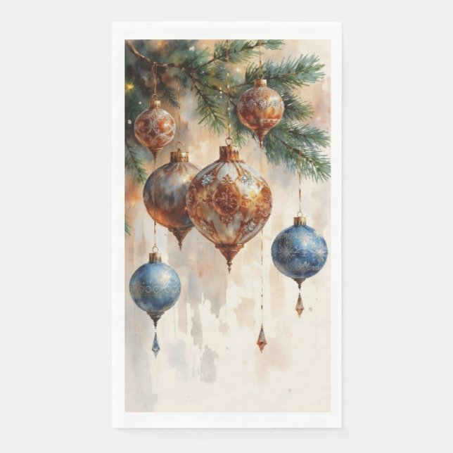 Serviette En Papier Ensemble Sophistiqué d'Ornements de Noël (Devant)
