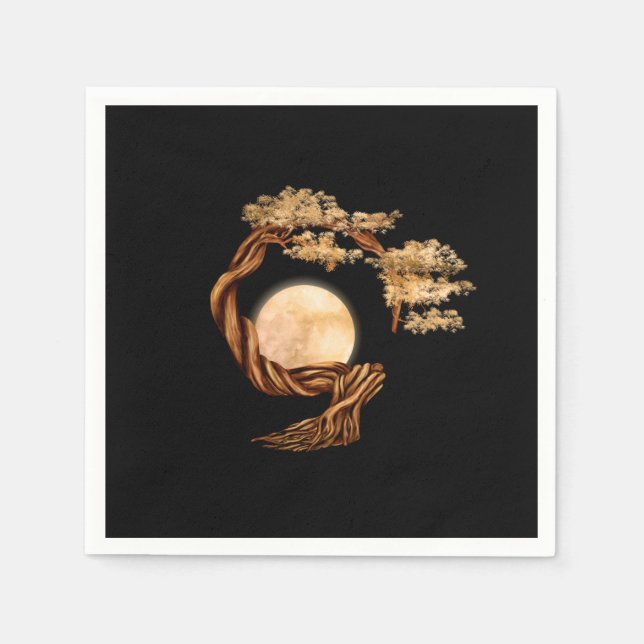 Serviette En Papier Enso Zen Circle Bonsai Tree (Devant)