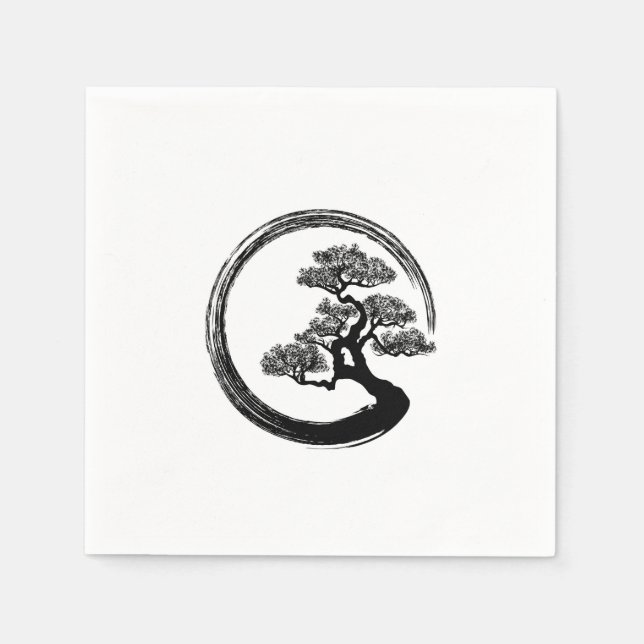 Serviette En Papier Enso Zen Circle et Bonsai Tree (Devant)